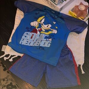 Blue Sonic the Hedgehog Shirt and Shorts Set